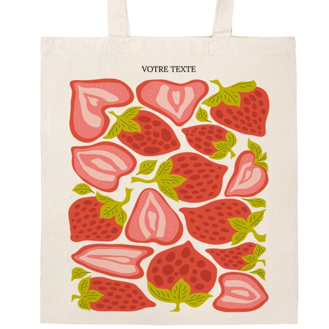 Tote bag  personnaliser - Fraises 