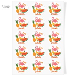 Etiquettes adhsives  personnaliser - Tropical Flamingo. n3