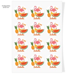 Etiquettes adhsives  personnaliser - Tropical Flamingo. n4