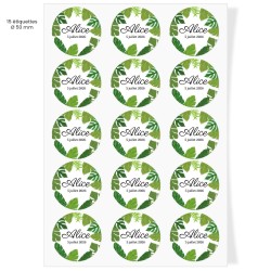 Etiquettes adhsives  personnaliser - Feuilles tropicales. n3