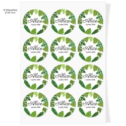 Etiquettes adhsives  personnaliser - Feuilles tropicales. n4