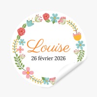 Etiquettes adhsives  personnaliser - Couronne de fleurs