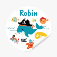 Etiquettes adhsives  personnaliser - Baleine Pirate