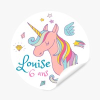 Etiquettes adhsives  personnaliser - Licorne rainbow