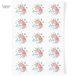 Etiquettes adhsives  personnaliser - Licorne rainbow. n3