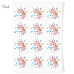 Etiquettes adhsives  personnaliser - Licorne rainbow. n4