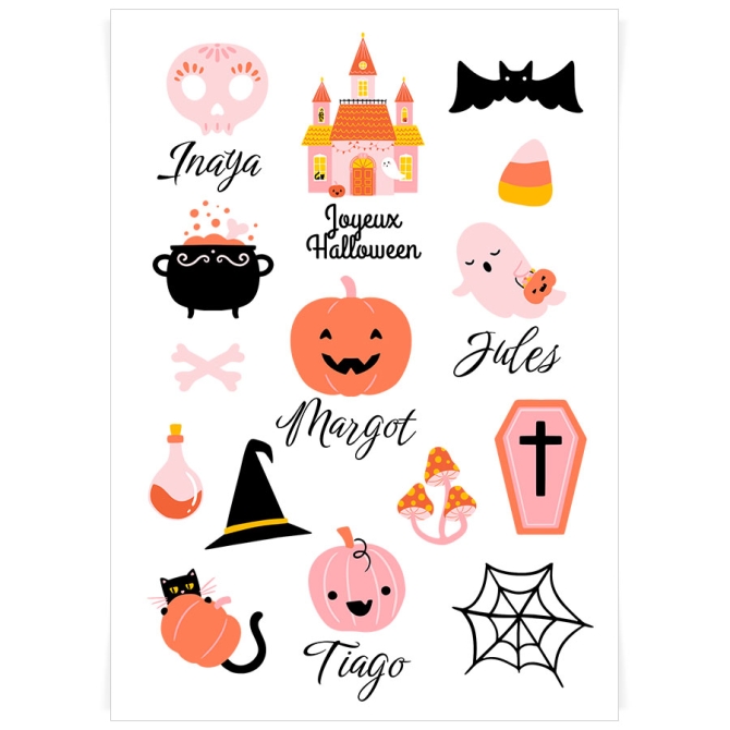 Planche de tatouages  personnaliser - Halloween 