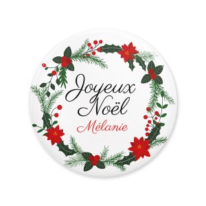 Badge  personnaliser - Couronne de Nol