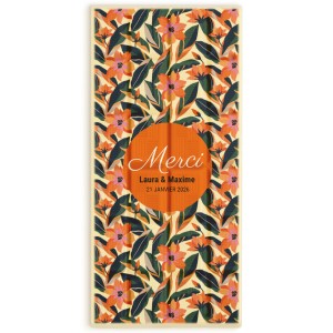 Tablette de chocolat personnalis - Fleurs oranges