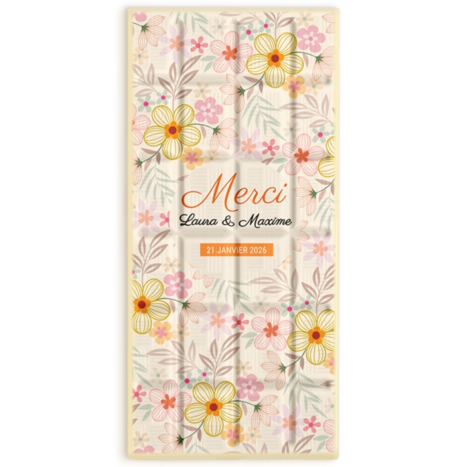 Tablette de chocolat personnalis - Fleurs de printemps 