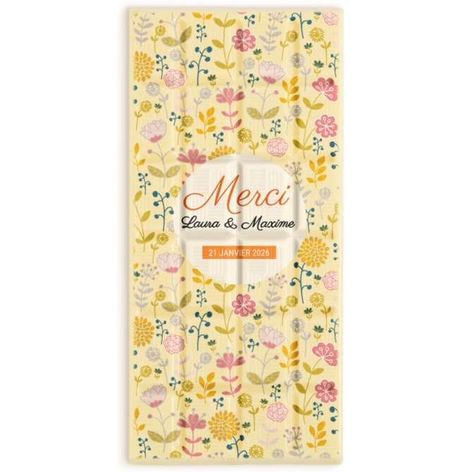 Tablette de chocolat personnalis - Petites Fleurs 