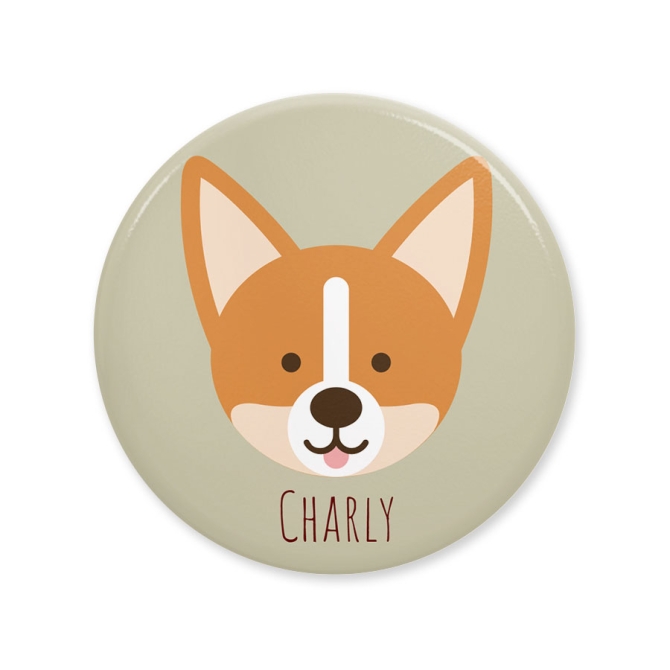 Badge  personnaliser - Chien Corgy 