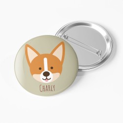 Badge  personnaliser - Chien Corgy. n1