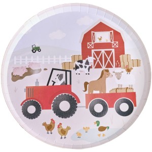 Garçon Fille Anniversaire Fête Vaisselle Ferme Animal Tracteur
